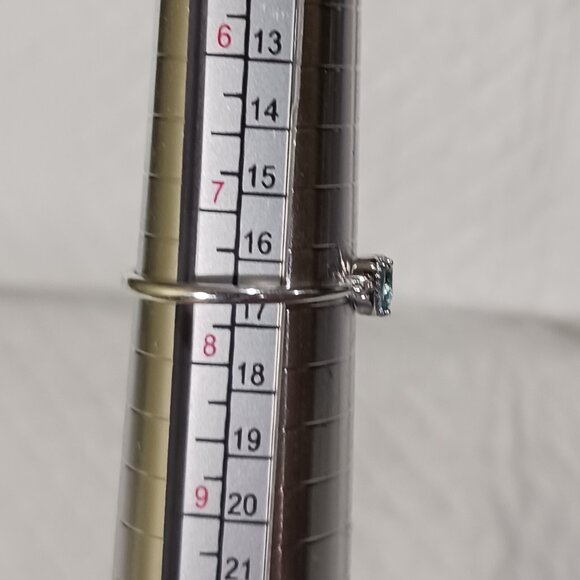 NWOT Dainty Sterling Silver Plated Sea Blue Heart Shaped Sapphire Ring Size 7.5 - Picture 15 of 16